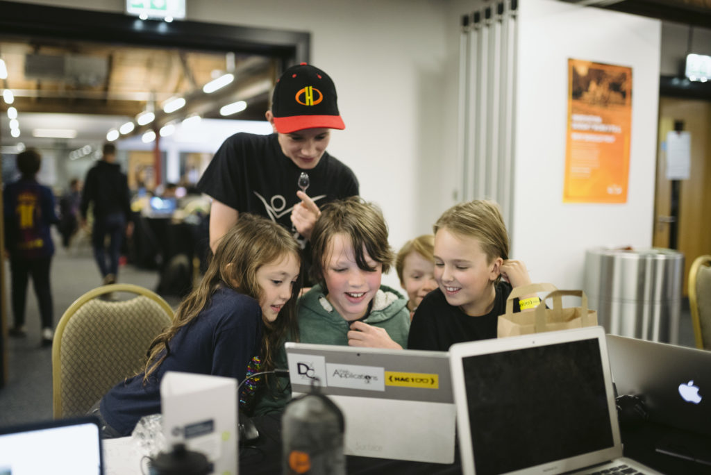 Kids competing at HackManchester Junior 2018