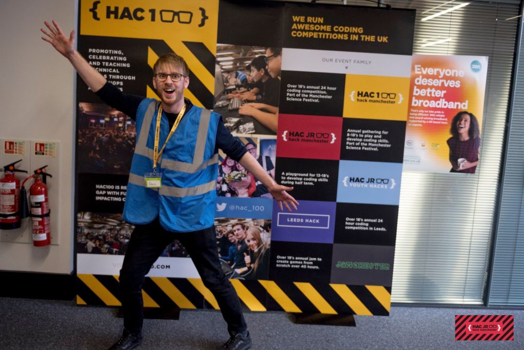 Photo of me at HackManchester Junior